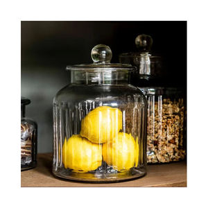 Ensemble de bocaux de stockage en verre au design moderne Bocal de stockage en verre nervuré produit à la main à bas prix - Product Image 5