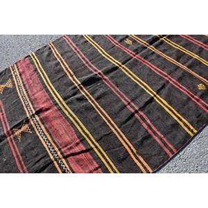 พรมสไตล์ชนเผ่าตุรกี6 'x 12' แนววินเทจวัสดุขนสัตว์ดีไซน์เย็บปะสีแดงและดำมีแผ่นรองยาง3ฟุต - Product Image 5