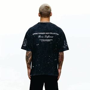 Nouveau style de t-shirt vintage délavé à l'acide avec impression de logo personnalisé t-shirts hip hop t-shirt court pour hommes - Product Image 2