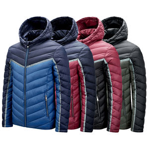 Chaqueta acolchada de trabajo con parches y bordado personalizado para hombre, abrigo de invierno con capucha acolchado grueso y cálido, tela tejida multicolor con tu propio logotipo - Product Image 1
