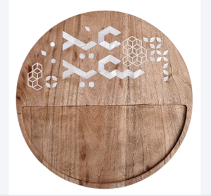 Vente chaude Style Arabe Eid Ramadan Cadeaux Acacia En Bois Nacre Incrustation Arabe Plateau De Service Vadrouille Décoratif Bonbons Plateau - Product Image 2