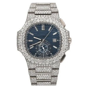 Reloj de Lujo para Hombre, Estilo Hip Hop, con Diamantes, Deportivo, Plateado, Analógico, de Cuarzo, con Calendario, Duradero, Elegante, de Alta Calidad - Product Image 1