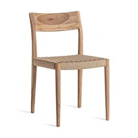 Chaises de salle à manger en bois de teck massif de style scandinave avec cordes, pour extérieur, villa, parc, mariage, cour, école, cuisine, atelier