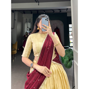 ชุด Kanchipuram zari แฟชั่นสไตล์บอลลีวูดชุดประจำชาติอินเดียสำหรับปาร์ตี้ฤดูร้อนและฤดูหนาว - Product Image 1