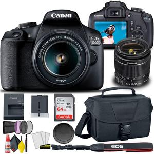 กล้องดิจิตอล DSLR พร้อมเลนส์ 18-55 มม. การ์ดหน่วยความจำ 64GB อุปกรณ์ถ่ายภาพ - Product Image 1