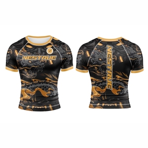 Vente en gros Nouveau OEM Grappling MMA jiu jitsu kimono Rash Guard Full Print Custom Made Rash Guard manches courtes pour hommes Bjj - Product Image 1