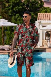 Conjunto de Camisas Hawaianas de Manga Corta con Estampado Digital Personalizado a Precio de Mayoreo, Conjunto de Verano Informal para la Playa, Conjuntos Cortos Cómodos de Verano - Product Image 3