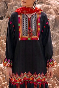 2025 Style pakistanais dames col en v nouvelle Collection ethnique longueur au genou lourd brodé travail paillettes Dupatta fête porter dentelle - Product Image 6