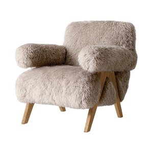 Sillón de Salón HEC de Lujo, Diseño Mid-Century, Tapizado en Piel de Oveja Jakob, Moderno, con Forro de Piel de Oveja, para Decoración del Hogar, Sala de Estar - Product Image 2