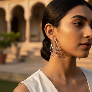 Boucles d'oreilles pendantes tendance en argent 925 avec pierres précieuses pour femmes - Option cadeau - Product Image 1