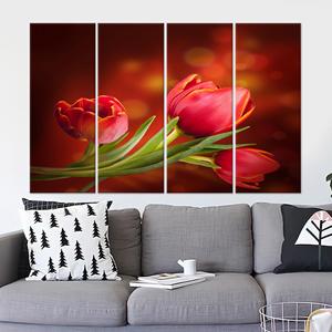 Elegante cuadro impreso sobre lienzo con diseño de tulipanes - Regalo personalizado para la abuela, 4P: Enmarcado en lienzo - Product Image 1
