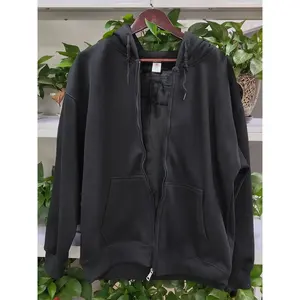 Sudadera con capucha personalizada para hombre con cremallera completa 100% algodón de alta calidad French Terry Blank Drop Shoulder Puff Printing Hoodie para hombres - Product Image 4