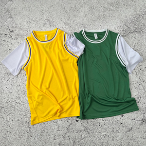 เสื้อบาสเก็ตบอลของผู้ชายแบบย้อนยุคแห้งเร็วระบายอากาศได้ดีเสื้อทีมของคุณหมายเลขชื่อทีมของคุณแบบปักโลโก้ - Product Image 4