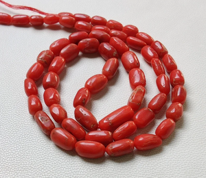 Hilo de 16 pulgadas, cuentas de forma ovalada de Coral rojo Natural, cuentas pulidas lisas, cuentas sueltas de piedras preciosas, fabricación de joyas S039 - Product Image 2