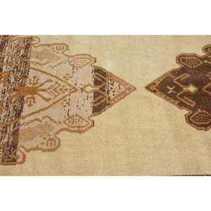 Alfombra de lana Vintage marrón y Beige de 3,8x10,8 pies, estilo turco clásico, diseño de retazos hecho a mano para adolescentes, pasillo rectangular de látex de 4m - Product Image 5