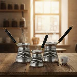 Ensemble de cafetière vintage en cuivre 3 pièces, gravé classique, pour le thé, pour la cuisine, durable, en céramique, verre, métal, plastique, cadeaux vintage - Product Image 1