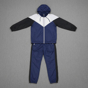 Gran oferta de chándales Unisex de retazos holgados de poliéster con cremallera, chándales de nailon para hombres, rompevientos deportivo, conjunto de 2 piezas para gimnasio - Product Image 3