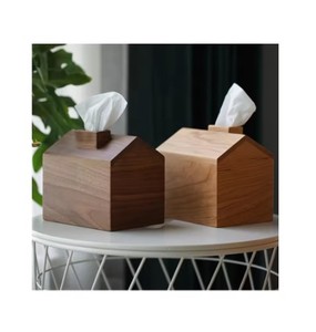Cubierta de caja de pañuelos de madera en forma de cabaña diferente natural 2 cubierta de caja de pañuelos de color de madera decoración de mesa y accesorios - Product Image 5