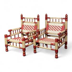 Ensemble de canapés tressés à la main de style tropical - Product Image 4