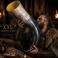 Corne à boire viking XXL Dark Hammer Art, en corne animale naturelle, faite à la main, pour décoration, cadeau de collection, maison, mariage