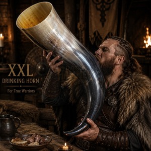 Cuerno Vikingo XXL Dark Hammer Art para Beber, Cuerno Animal Natural Hecho a Mano, Decoración, Regalo para Coleccionistas, Hogar, Boda - Product Image 1