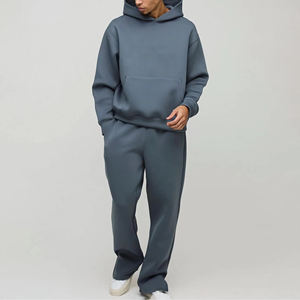 Survêtement d'hiver pour homme, motif uni, 100% coton, respirant, polaire, taille élastique, style décontracté, prix de gros - Product Image 1