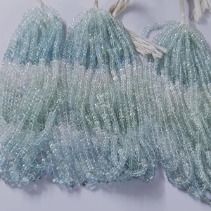 Natural Aquamarine <b>Stone</b> <b>Beads</b> Blue Gemstone Double Shaded Cut Third Party Certified Small Size 3mm/4mm for Jewelry Mehrajudin - Product Image 3
