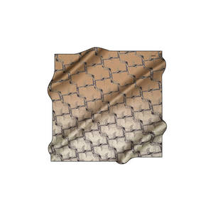 Beige Silk Crepe Square Scarf with Geometric Digital Print - Product Image 1