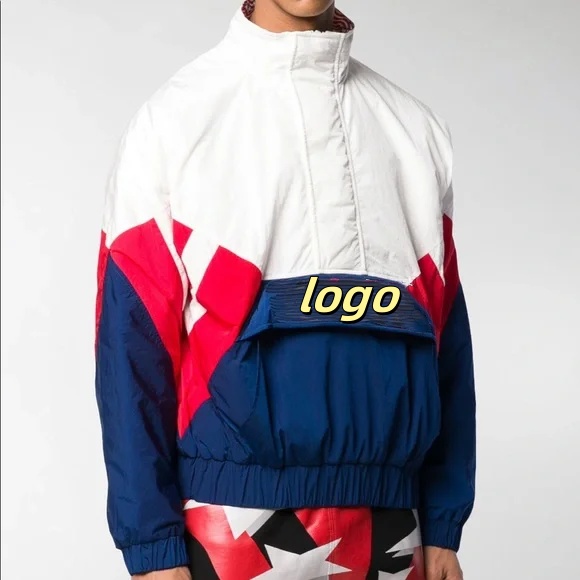 ジャケット・アウター 80s 90s unknown HAND MADE? stripe jacket 80s Janeve Patterned Windbreaker With Tags, 80s Janeve Blue