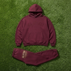 Womens <b>Burgundy</b> Hoodie Tracksuit Set Fleece Pullover Sweatshirt Jogger Pants Matching Casual Streetwear Loungewear - Product Image 6