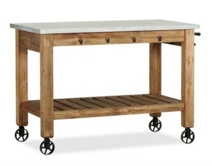 Customized Package and Logo <b>Wooden</b> 2-Tier <b>Kitchen</b> Serving <b>Trolley</b> Cart with Wine Rack for Bar Use - Product Image 3