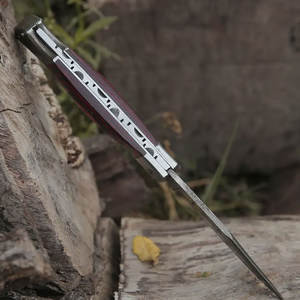 Couteau à lame pliante pour camping en plein air en acier damas avec manche en bois pour la vente en ligne personnalisable OEM - Product Image 2