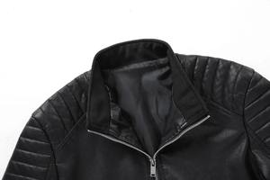 2024 chaquetas de cuero de lona ajustadas de lujo para hombre, chaqueta de cuero PU transpirable, cuello levantado sólido, estilo callejero, prendas de vestir informales - Product Image 4