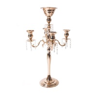 Candélabre en métal rose doré de luxe, fait main, support de bougie lumineux, pour la maison et les mariages, dernier design, taille personnalisée