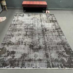 Tapis de 6,6 x 9,6 pieds, tapis vintage, tapis turc en laine grise camouflage - Product Image 1