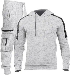 Ensemble survêtement sportif personnalisé en deux pièces, sweat-shirt à capuche et pantalon de jogging cargo, ensemble décontracté à manches longues pour homme - Product Image 2