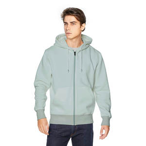 Sudadera personalizada puff impresión LOGO en blanco cremallera mezcla llano fabricantes llano pulóver en blanco esencial zip up hombres Sudadera con capucha - Product Image 3