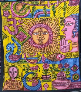 Tapisserie murale décorative imprimée numériquement BRUSH SUN PRINT, sur mesure, en coton, vente en gros, drap de lit GC-TPDB-215 - Product Image 1