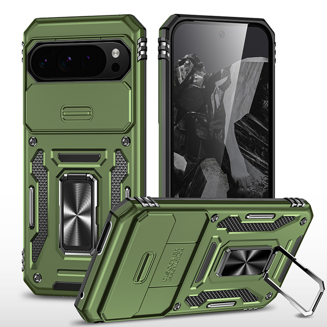 Full Camera Protection TPU PC Ring KickStand Shockproof Rugged Armor Phone Case Anti-wear Google Pixel 9 Pro Xl 8 7