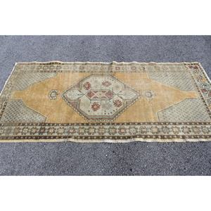 Alfombra de 3.5x7.3 pies, Alfombra Turca Vintage, Alfombra de Lana Amarilla - Product Image 2