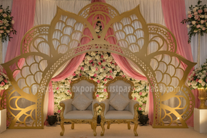 Décoration murale de scène de mariage moderne et élégante, cadre léger personnalisé de style Moghul, toile de fond de réception de luxe - Product Image 5