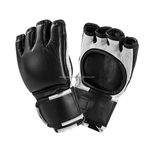 Gants de boxe MMA en cuir imprimés sur mesure, respirants, demi-doigts, antidérapants, avec sangle de poignet réglable, équipement d'entraînement de combat durable - Product Image 1