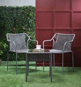 Lujoso juego de mesa y silla de Metal gris oscuro para el hogar, muebles de jardín para interiores y exteriores, Bar y restaurante de Hotel en la azotea abierta - Product Image 4