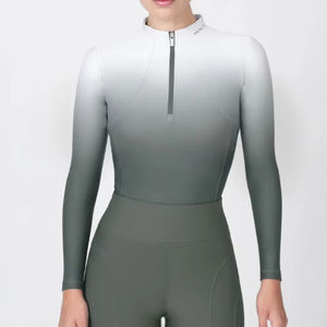 Camisa de equitación para mujer, corte deportivo, ligera, transpirable, de tejido elástico que absorbe la humedad, ideal para montar en verano. - Product Image 1