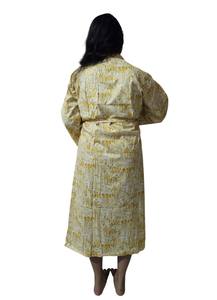 Peignoir pour femme en coton 100% imprimé à la main, motif floral jaune, vêtements de nuit, taille - 48 pouces - Product Image 5