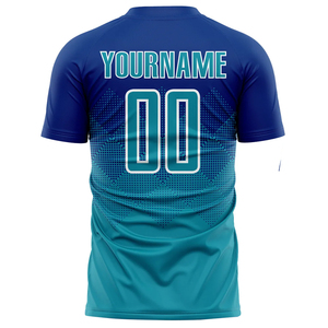 Index Apparel Men's Sublimated Soccer Jersey Crew Neck Short Sleeve Blue Teal Geometric Design <b>Athletic</b> Fit - Product Image 5