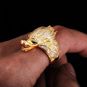 Anillo de Dragón de Plata de Ley 925 con Moissanita, Joyería de Moda Hip Hop con Incrustaciones de Diamantes para Hombre, Joyería de Plata con Diseño de Rey Animal para Bodas y Navidad - Product Image 3