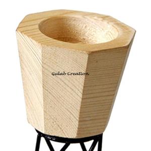 ที่ใส่เทียนไม้ธรรมชาติทำมือรักษ์โลก พร้อมฐานโลหะทันสมัย ตกแต่งบ้าน ZAMZAM IMPEX มีจำหน่ายรูปทรงหกเหลี่ยม - Product Image 2