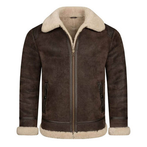 Veste d'hiver pour homme en cuir d'agneau épais en peau de mouton, imperméable, à capuche, doublure en fausse fourrure, protection contre le froid - Product Image 1