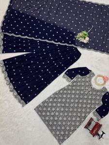 Hermosa Top Party Wear-Plazzo Y Dupatta Con Hilo Con Trabajo De Secuencia - Product Image 4